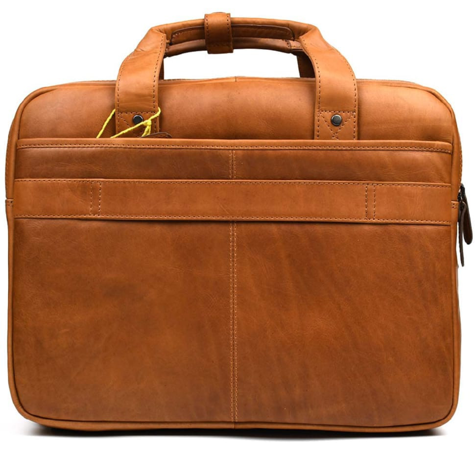 Велика шкіряна сумка для ноутбука 17 дюймов Hill&Burry HB4075B коньячна — 4