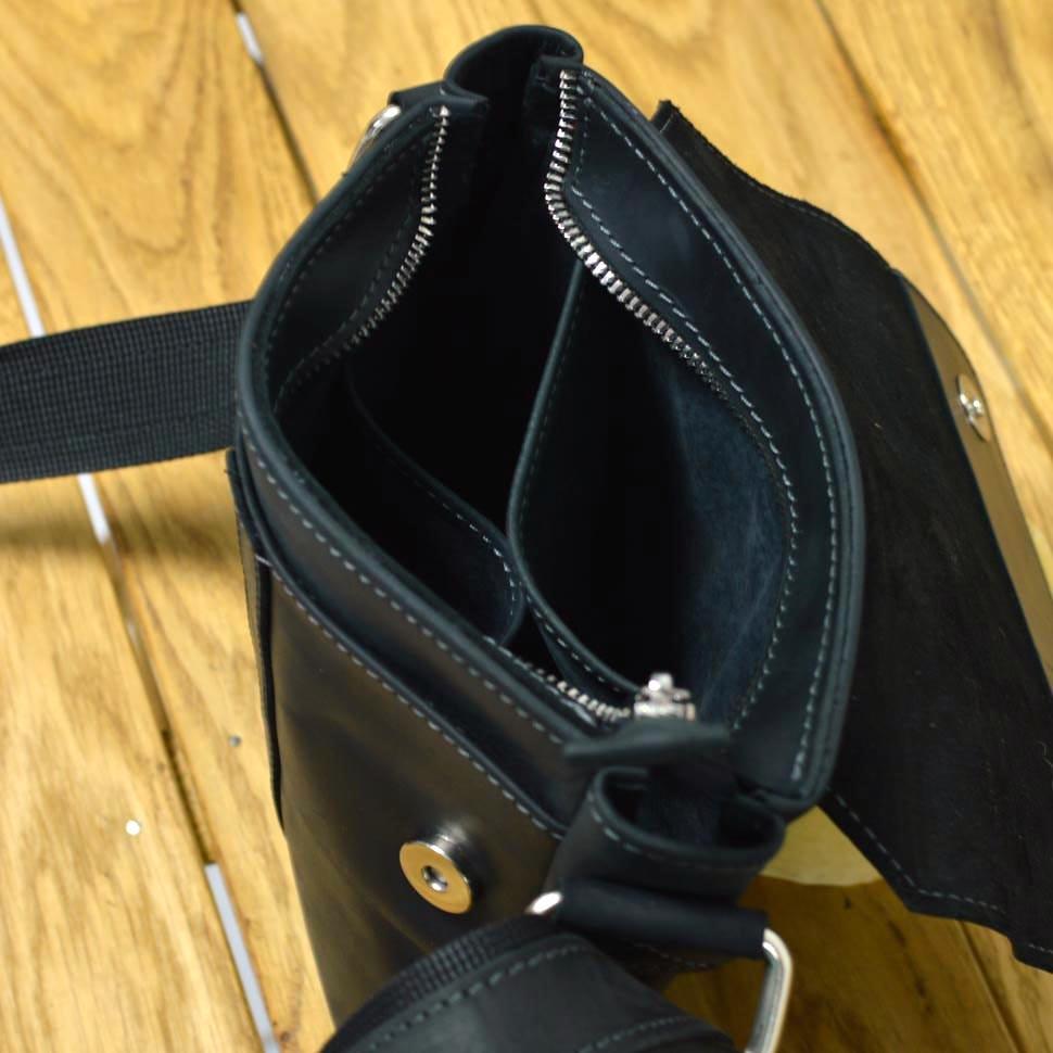 Шкіряна сумка через плече с клапаном чорна TARWA RA-4125-2-4sa — 4