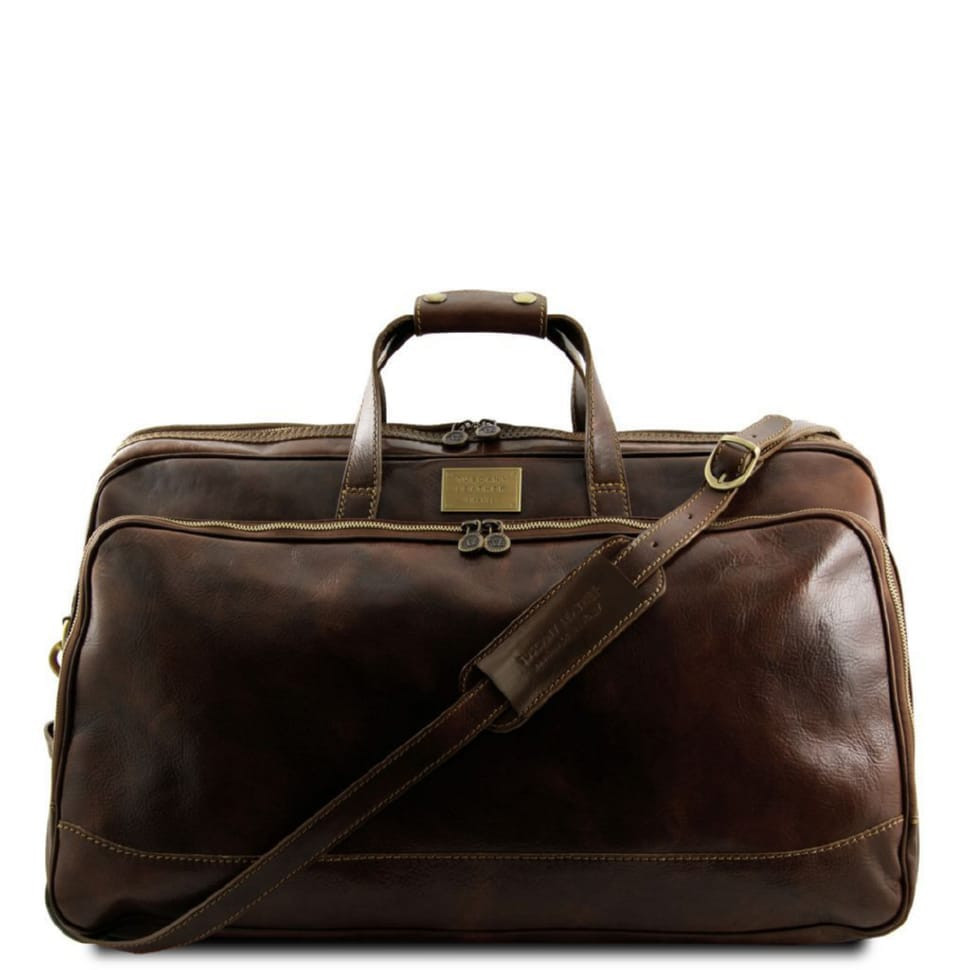 Шкіряна дорожня сумка на колесах - малий розмір Tuscany Leather Bora Bora TL3065 (Темно-коричневий)