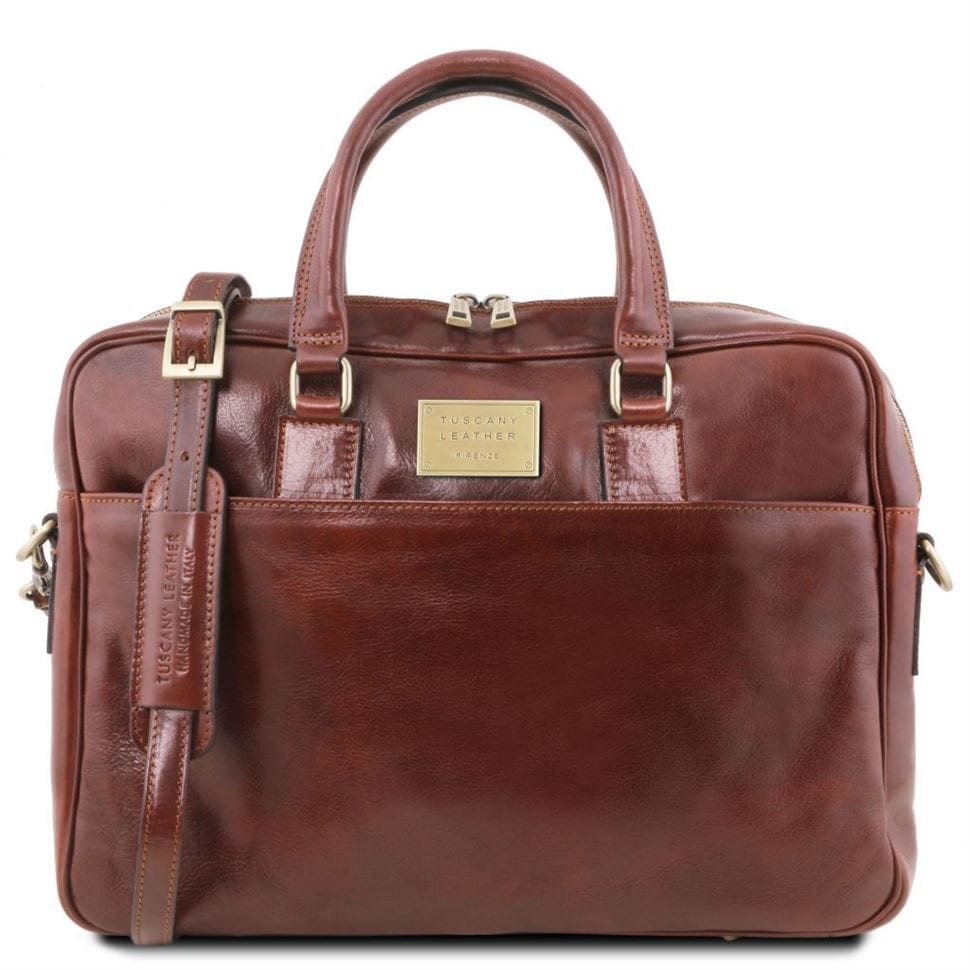 Шкіряний портфель для ноутбука з передньою кишенею Tuscany Leather Urbino TL141241 (коричневий) — 2