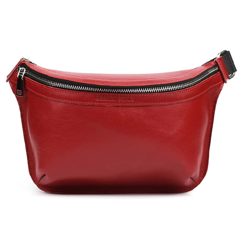 Шкіряна поясна сумка Grande Pelle 743660 червона — 4