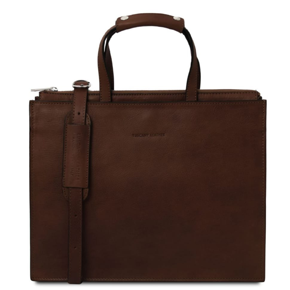 Жіночий портфель шкіряний на три відділення Palermo Tuscany TL142452 (Темно-коричневий)