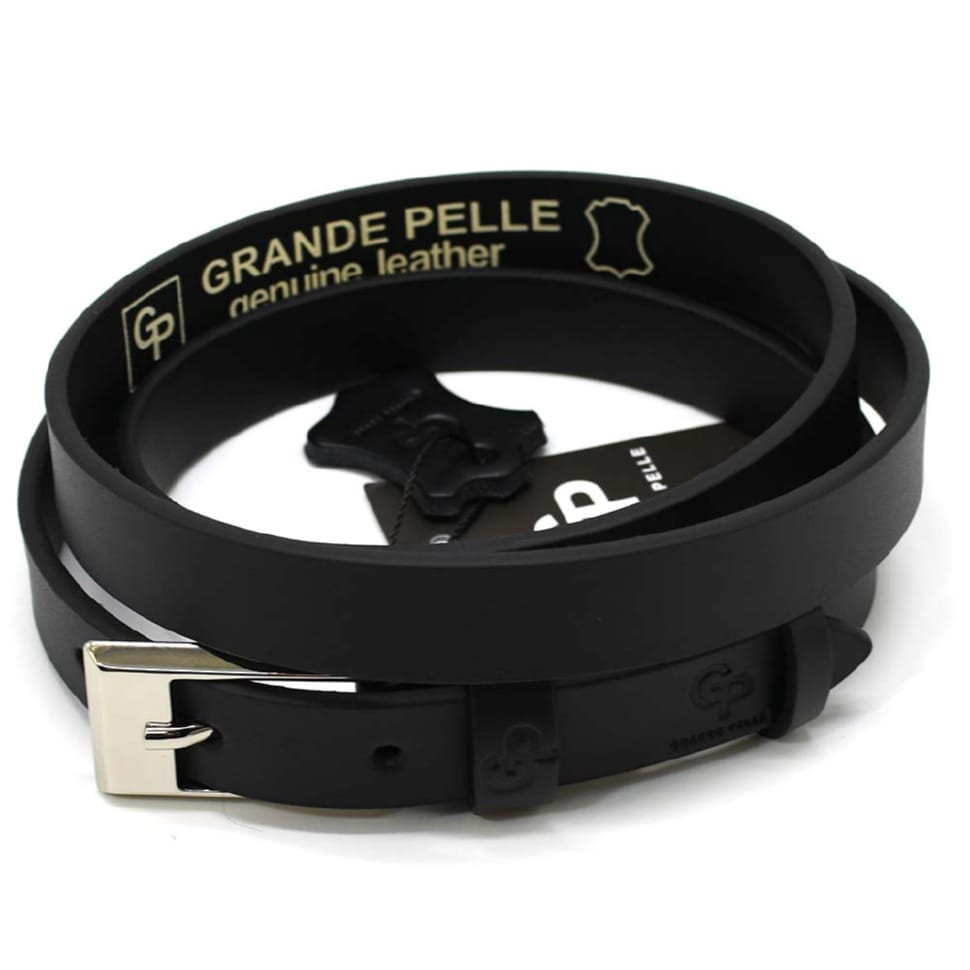 Ремінь жіночий тонкий Grande Pelle 210300300 у чорному кольорі — 3