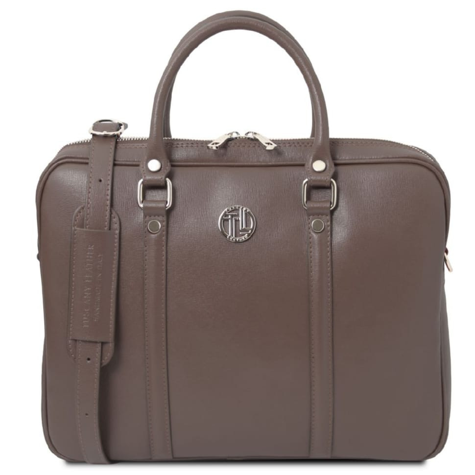 Ексклюзивний портфель для ноутбука из сафʼянової шкіри Prato Tuscany TL142453 (темний серо-коричневий)