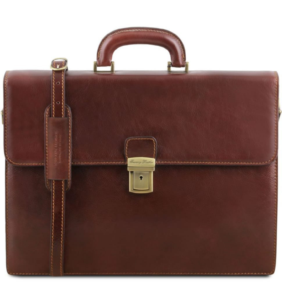 Шкіряний портфель на два відділення для чоловіків Tuscany Leather PARMA TL141350 (коричневий)