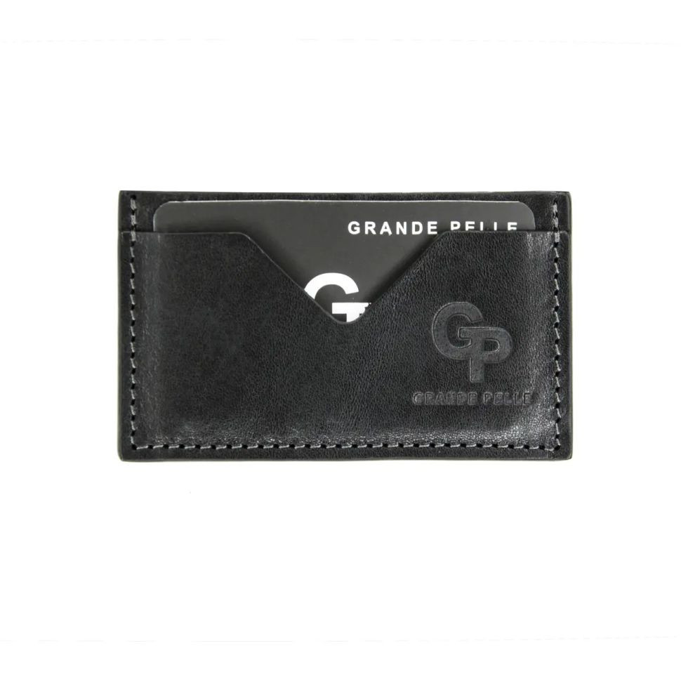 Кардхолдер Grande Pelle 300610 чорна гладкая шкіра — 3