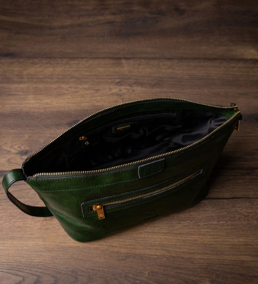 Жіноча шкіряна косметичка Dopp Kit - Ragtime - зелений колір - Time Resistance 5244201W — 4