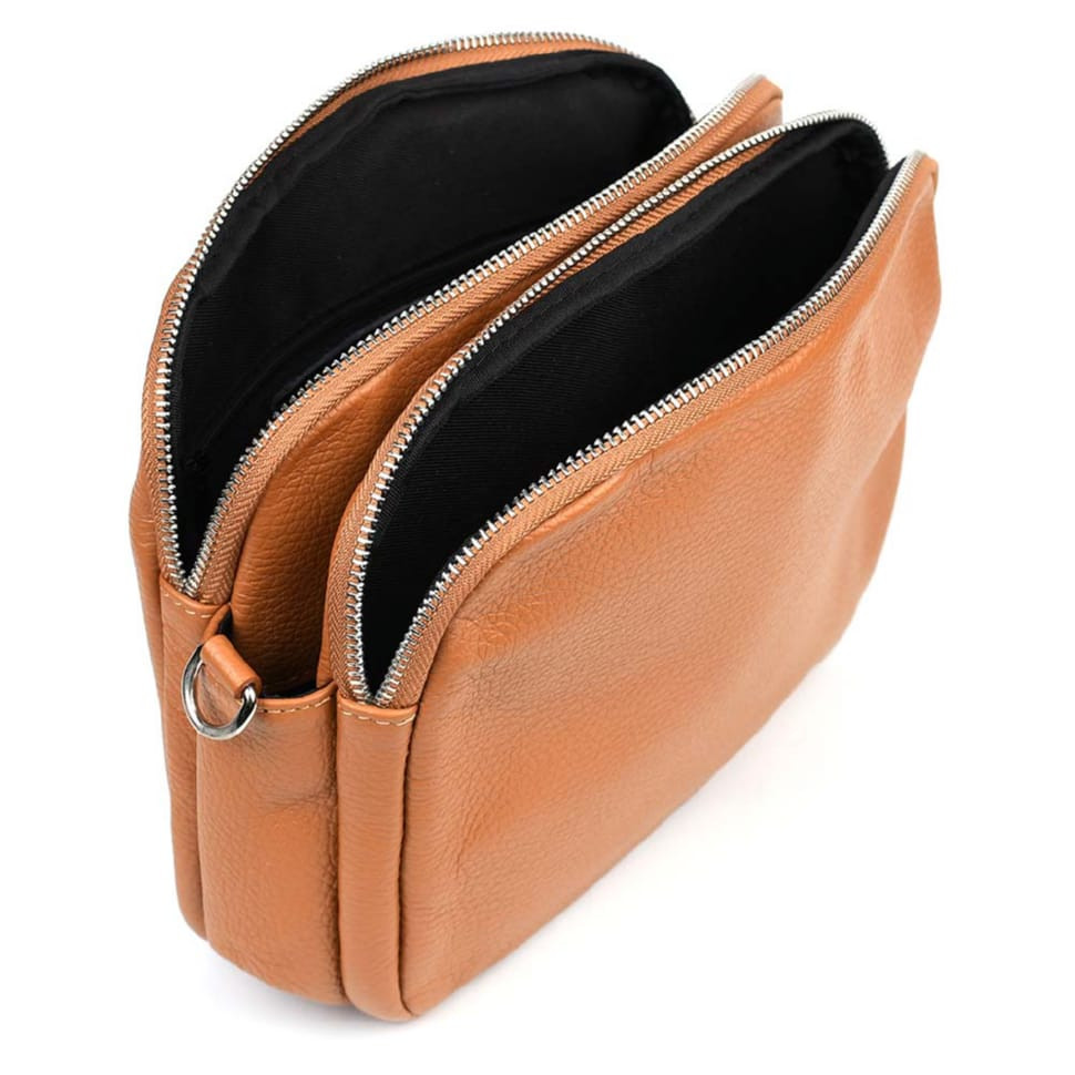 Шкіряна жіноча сумка Virginia Conti Italy - VC02807cognac коньячна — 2
