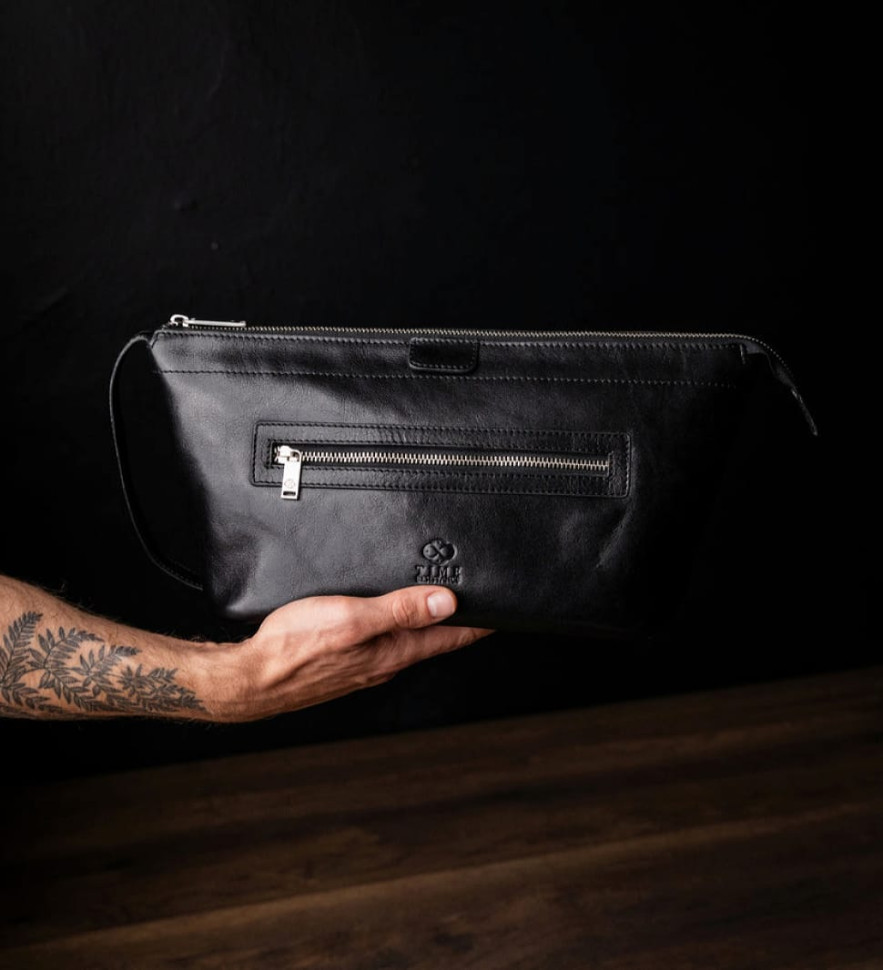 Жіноча шкіряна косметичка Dopp Kit - Ragtime - чорний колір - Time Resistance 5244101W — 2