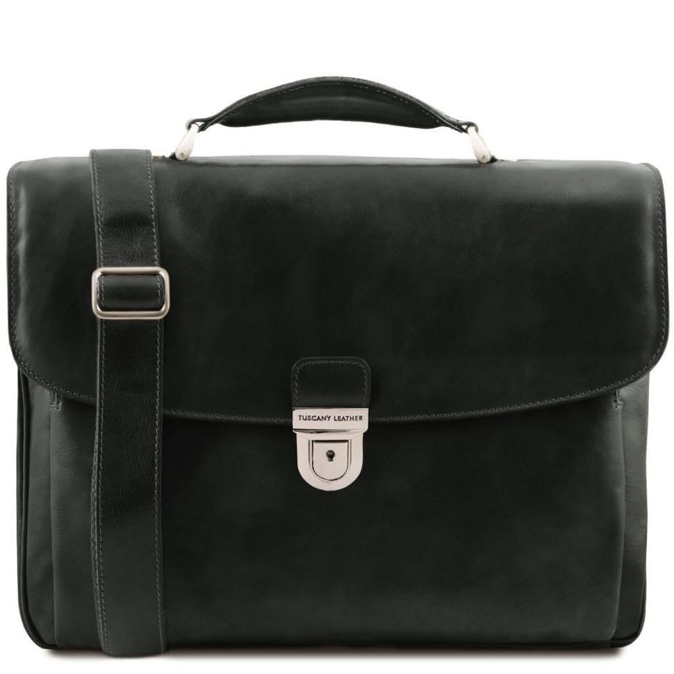 Кожаный мужской портфель мультифункциональный Alessandria Tuscany TL142067 (Черный) — 2