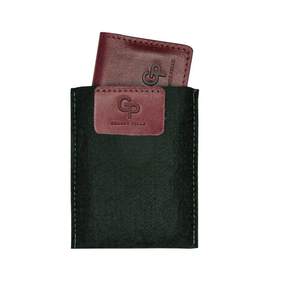 Кожаная обложка на права ID паспорт, удостоверение Grande Pelle 211661 бордовая — 4