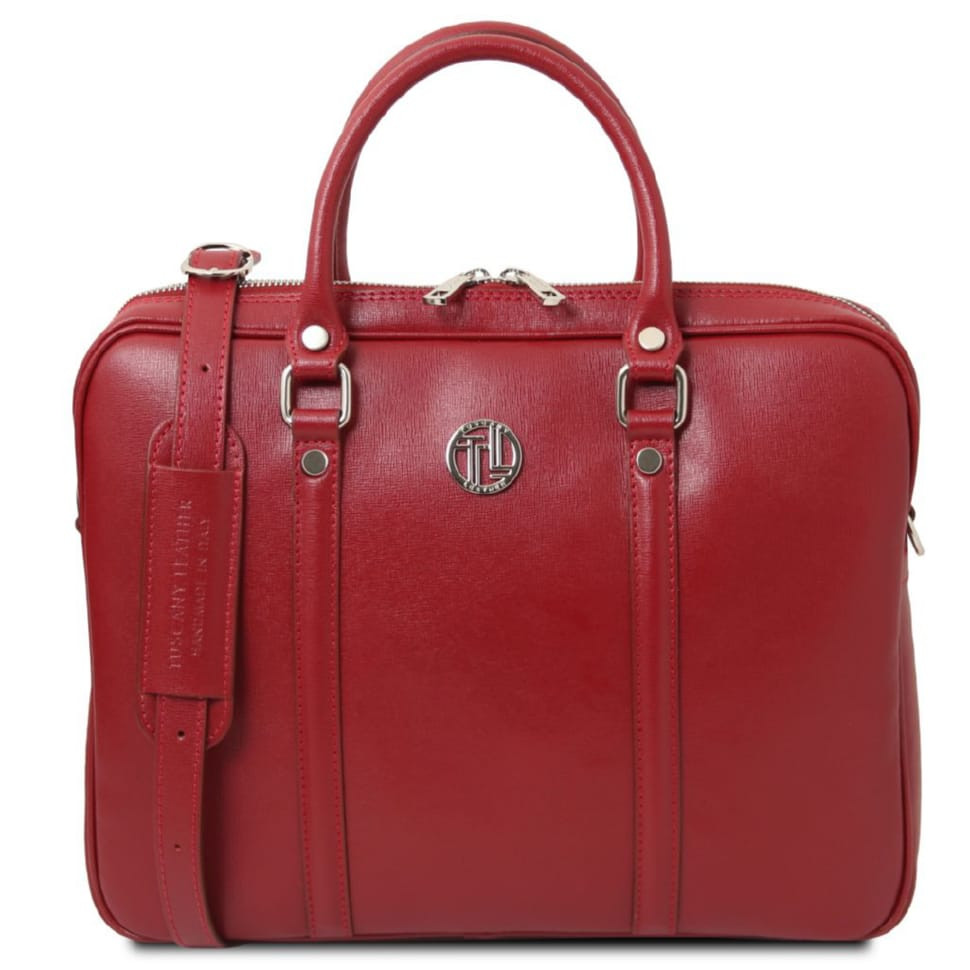 Ексклюзивний портфель для ноутбука из сафʼянової шкіри Prato Tuscany TL142453 (червоний)