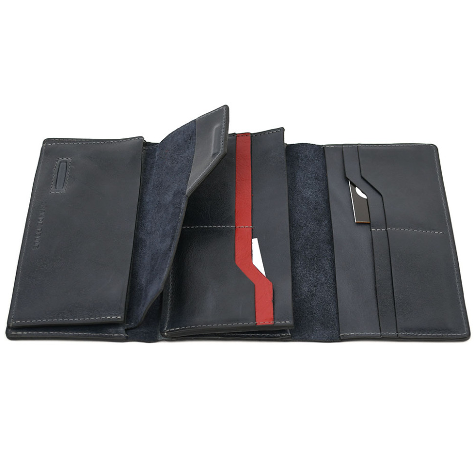 Портмоне Grande Pelle 533670 глянцевая кожа синее — 2