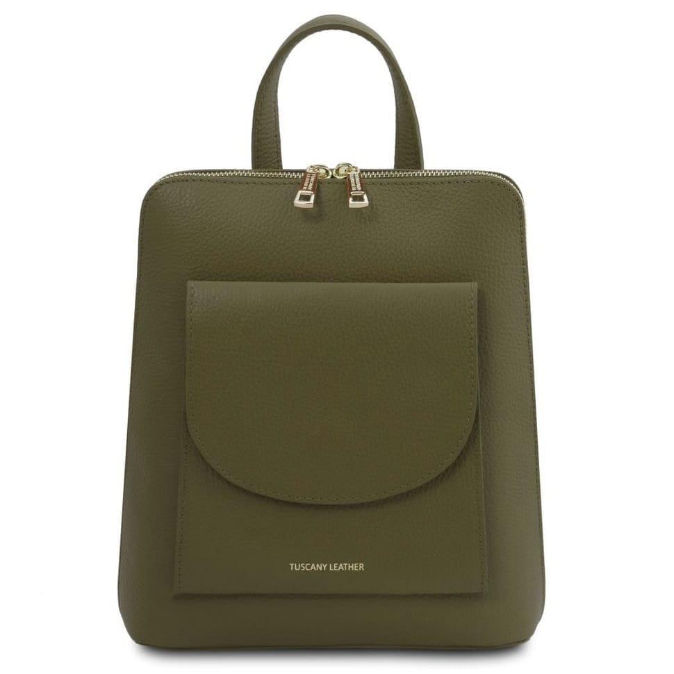 Невеликий жіночий шкіряний рюкзак Італія Tuscany TL142092 (Forest Green)