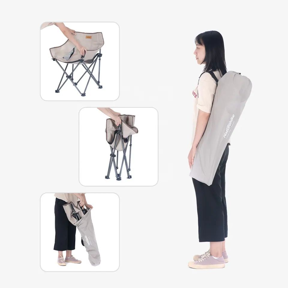 Крісло складане Naturehike NH20JJ022 600D Oxford Cotton / сталь, бежевий — 3
