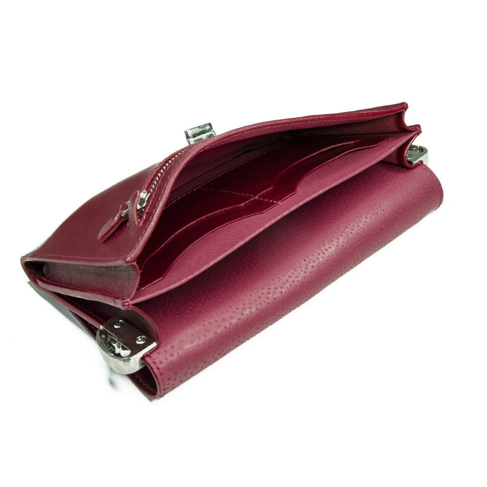 Жіночий клатч Grande Pelle 701661 223х135х30 мм глянцевая шкіра вишня — 3