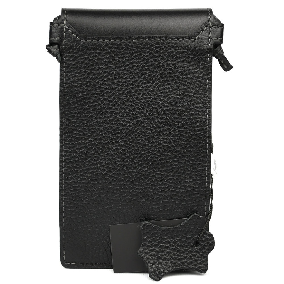 Мини сумка чохол для телефона, панч Grande Pelle 70371010 чорна — 3
