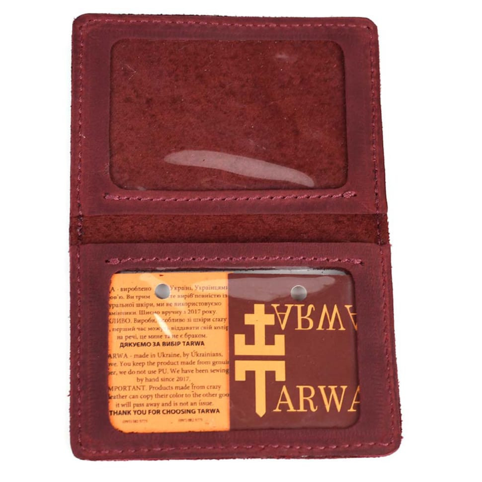 Обложка кожаная для удостоверения, ID паспорта, прав TARWA RW-0114-4sa марсала — 4