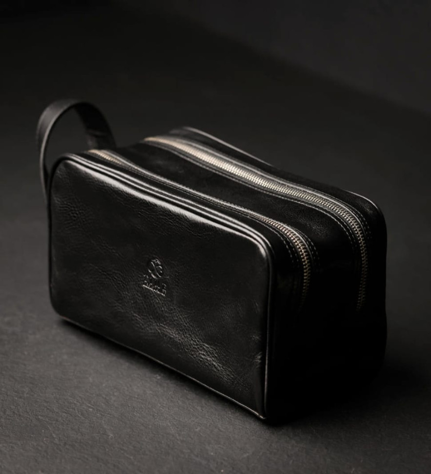 Жіноча шкіряна косметичка Dopp Kit - All the Kings Men - чорний колір - Time Resistance 5228201W — 2