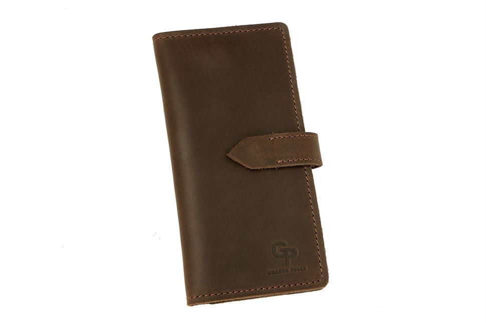 Портмоне чоловіче длинное Grande Pelle 523120 у кольорі шоколад