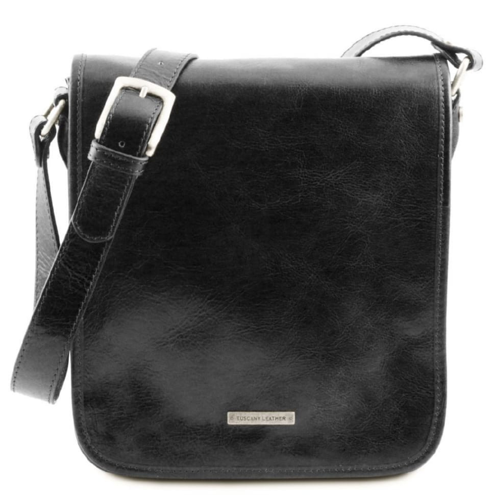 Чоловічий великий шкіряний мессенджер Tuscany Leather Messenger TL141255 (чорний) — 2