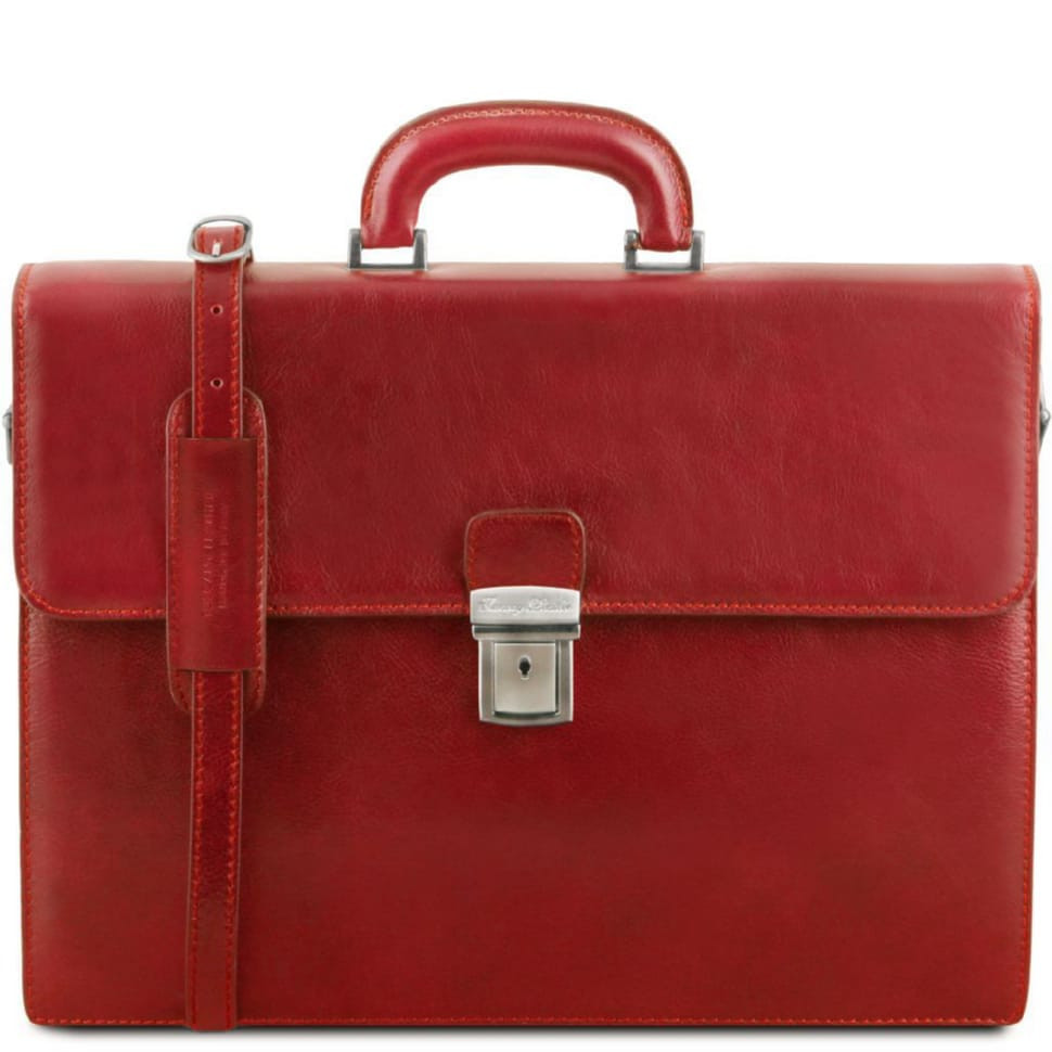 Шкіряний портфель на два відділення для чоловіків Tuscany Leather PARMA TL141350 (червоний)