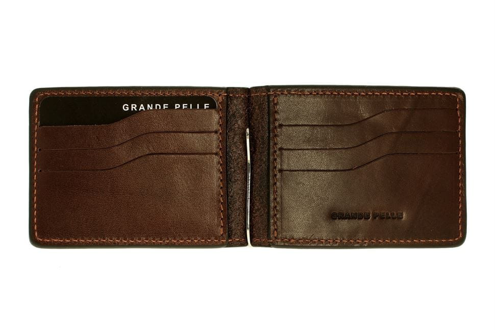 Зажим для купюр ONDA, шоколад  с монетницей Grande Pelle 125620 — 3