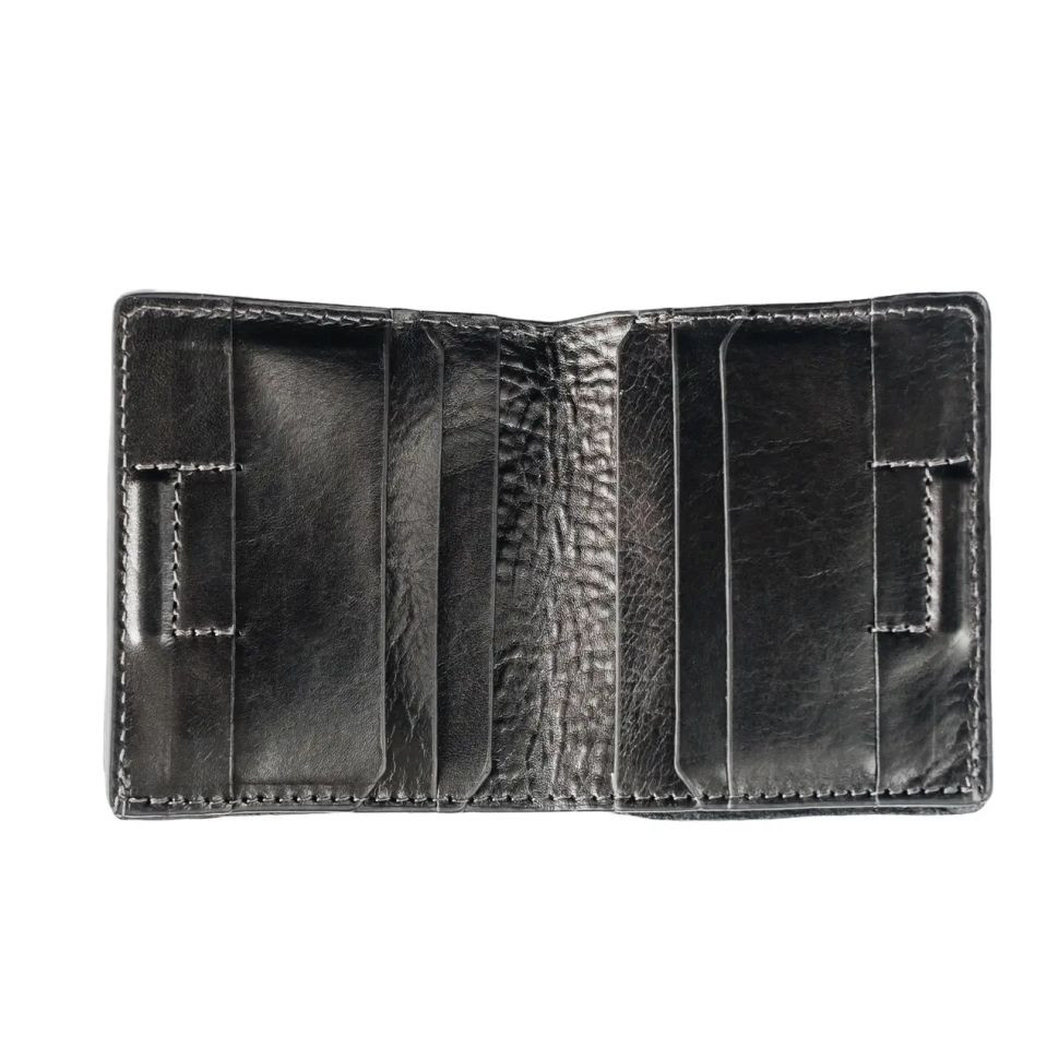 Чоловіче шкіряне портмоне бифолд с монетницей Grande Pelle 528610 чорне — 2