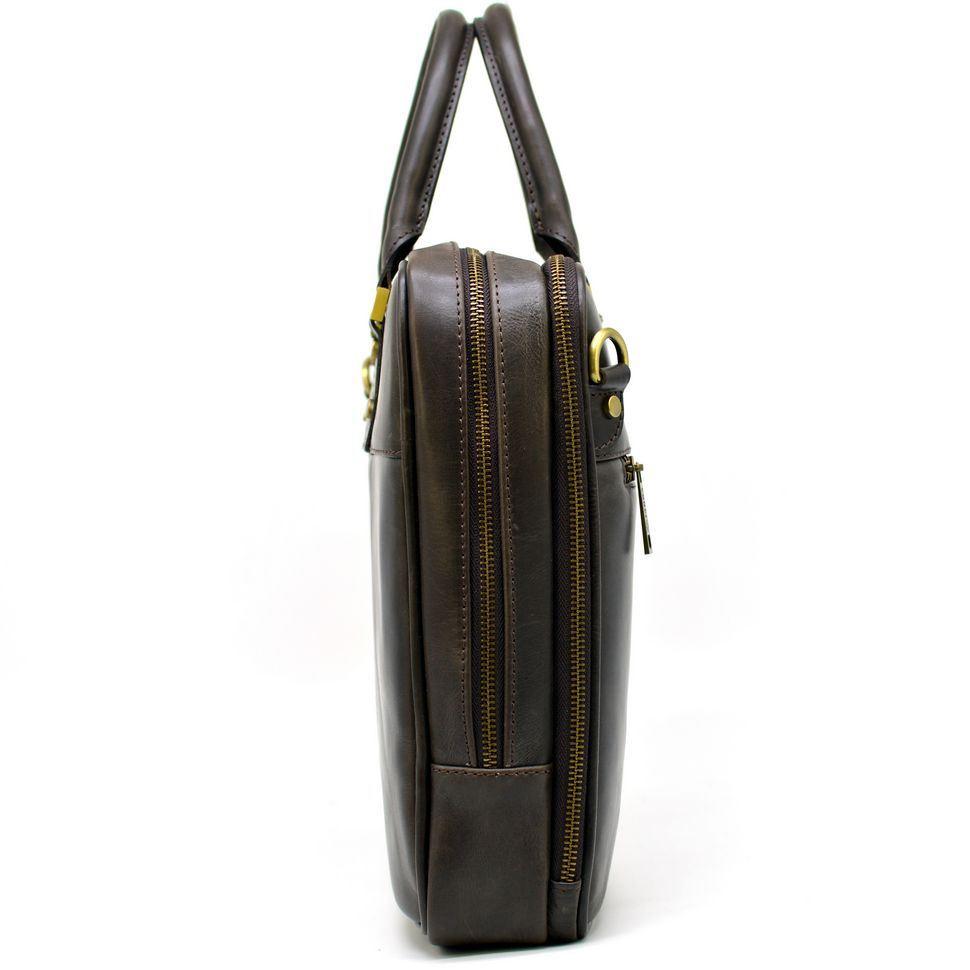 Чоловіча шкіряна сумка-портфель тонкая, коричнева TARWA TC-4766-4lx — 4