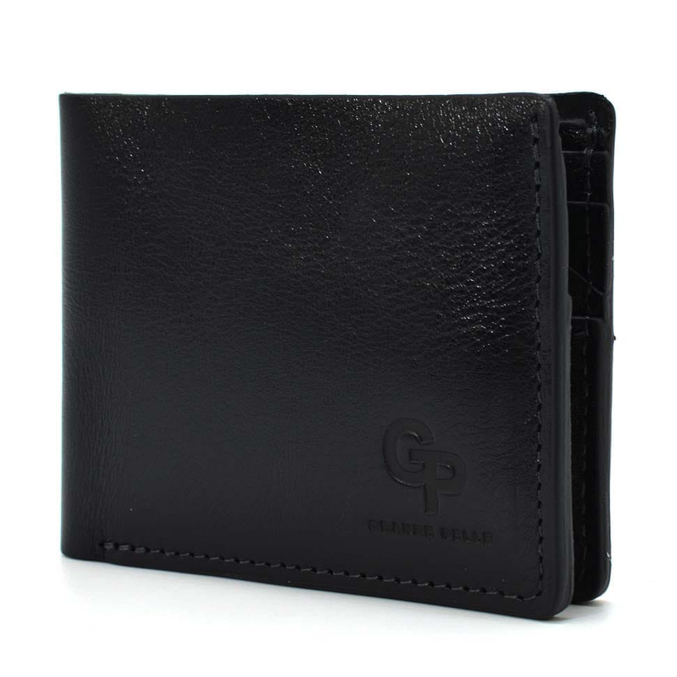 Чоловіче шкіряне портмоне чорне глянсове Grande Pelle 508610 — 3