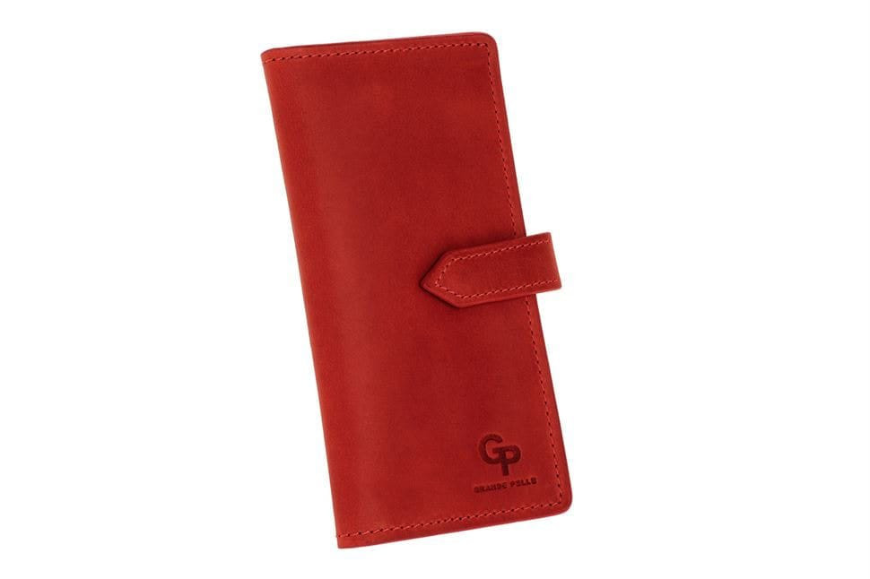 Портмоне жіноче с хлястиком червоне Grande Pelle 523160 — 3