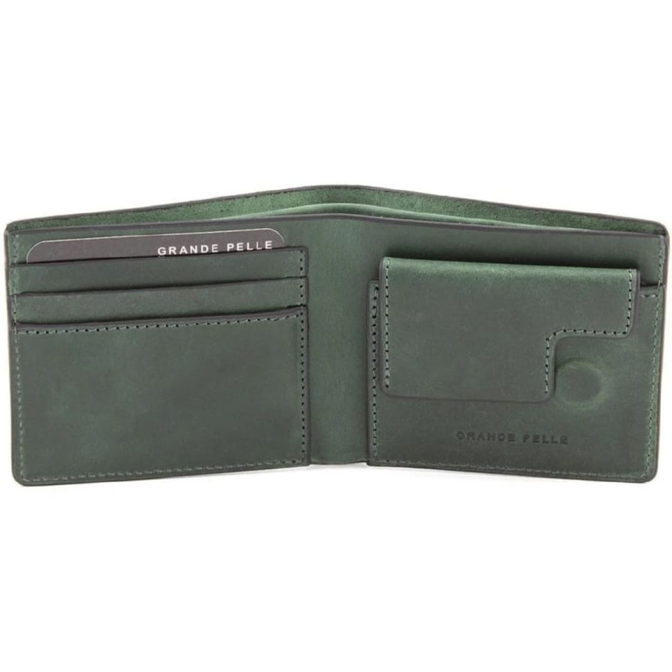 Портмоне чоловіче шкіряне Grande Pelle 505191 зелене — 2