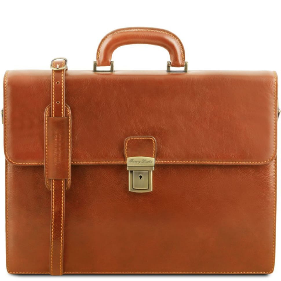 Шкіряний портфель на два відділення для чоловіків Tuscany Leather PARMA TL141350 (Мед)