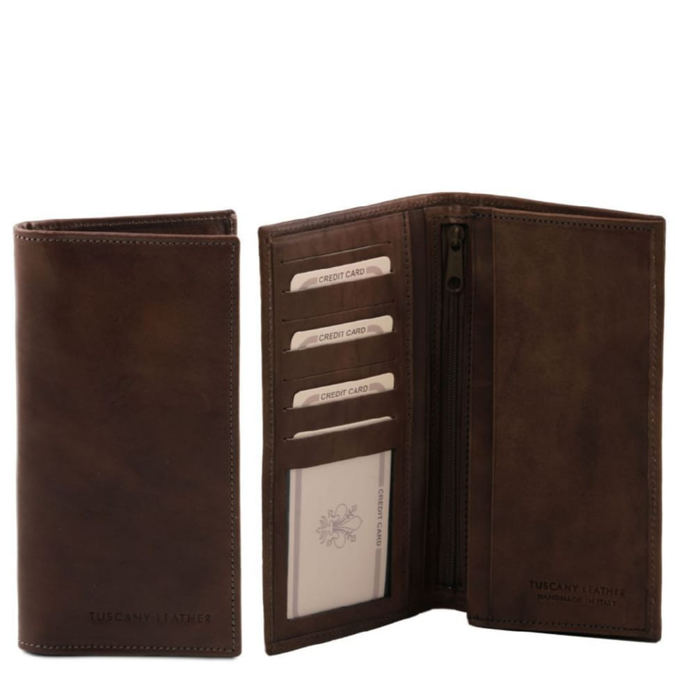 Чоловічий шкіряний гаманець двойного сложения Tuscany Leather TL140777 (Темно-коричневий) — 2
