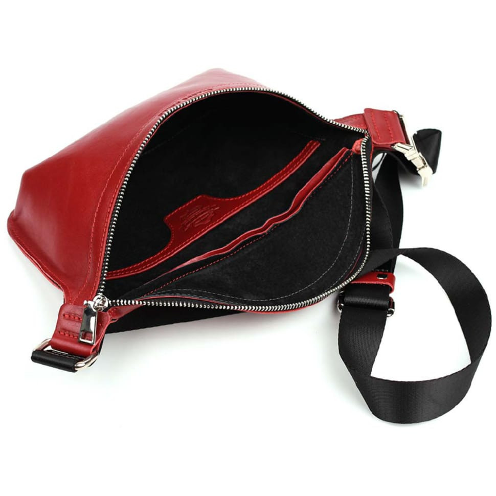 Шкіряна поясна сумка Grande Pelle 743660 червона — 2