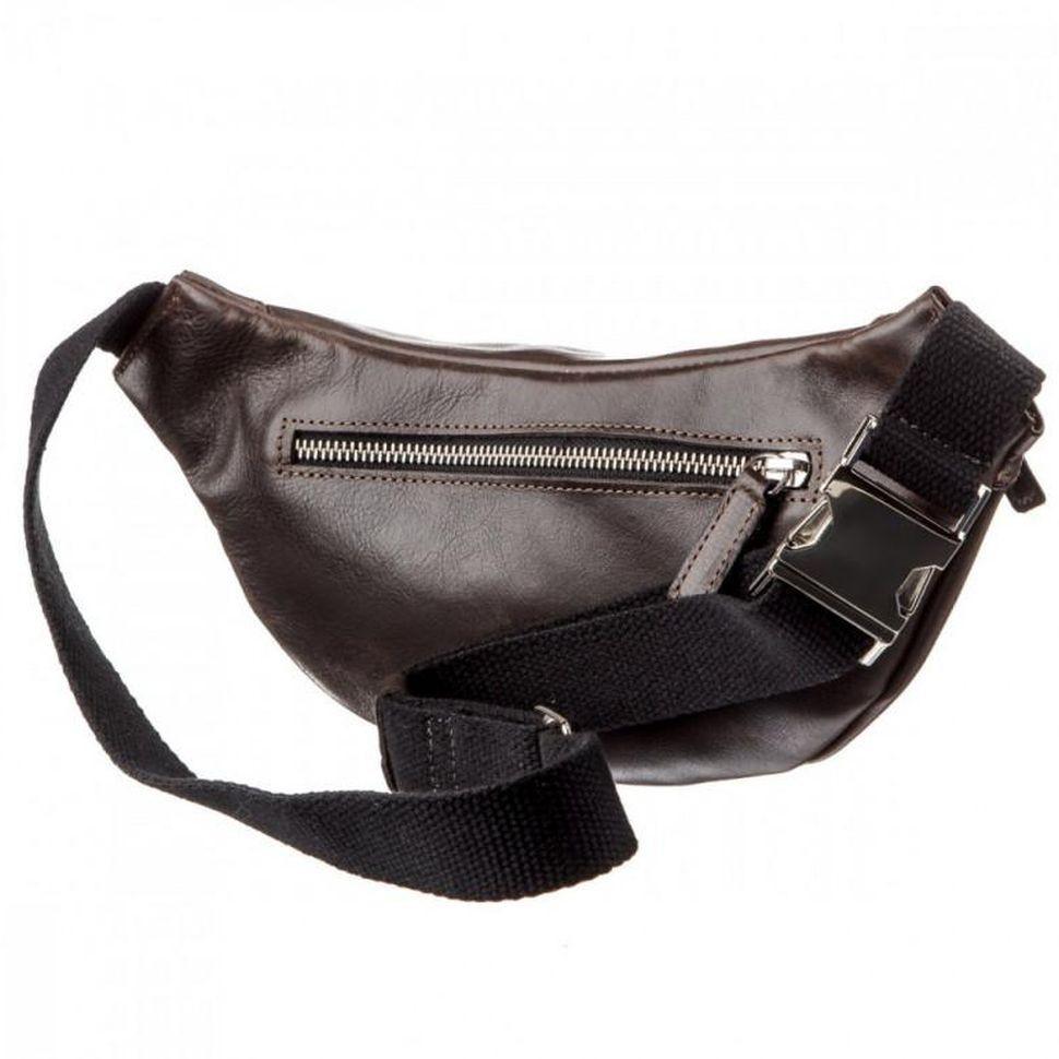 Кожаная сумка на пояс бананка Grande Pelle 741620 коричневая — 4