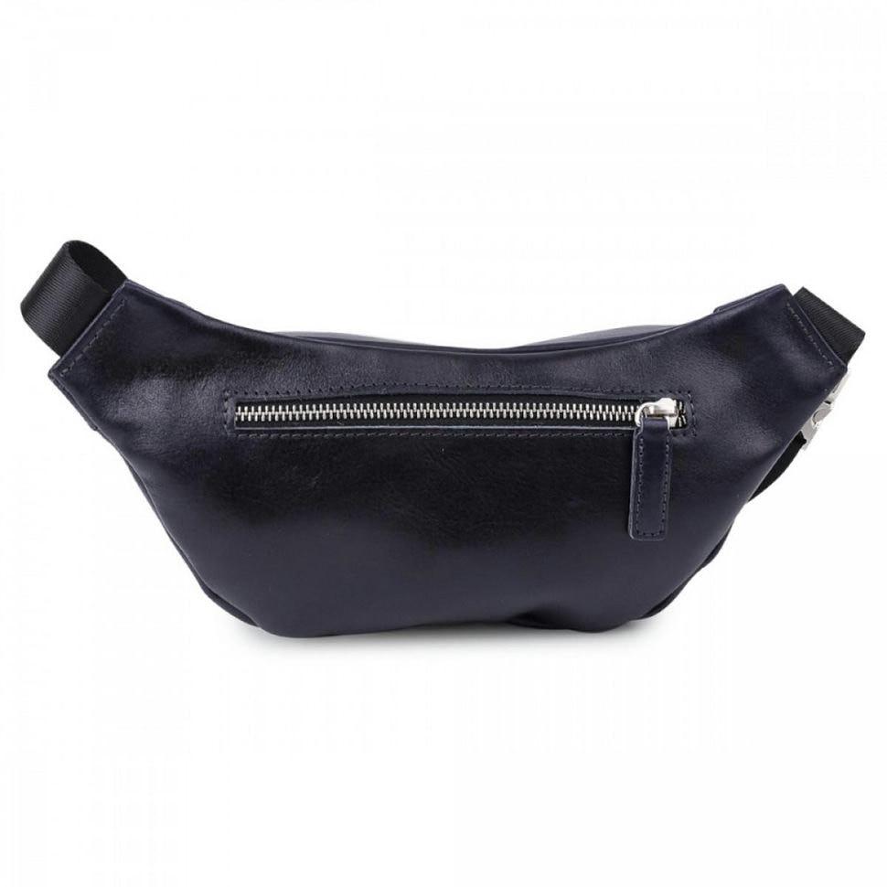 Шкіряна сумка на пояс бананка Grande Pelle 741670 синя — 3