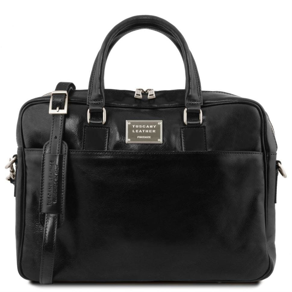 Шкіряний портфель для ноутбука з передньою кишенею Tuscany Leather Urbino TL141241 (чорний) — 2