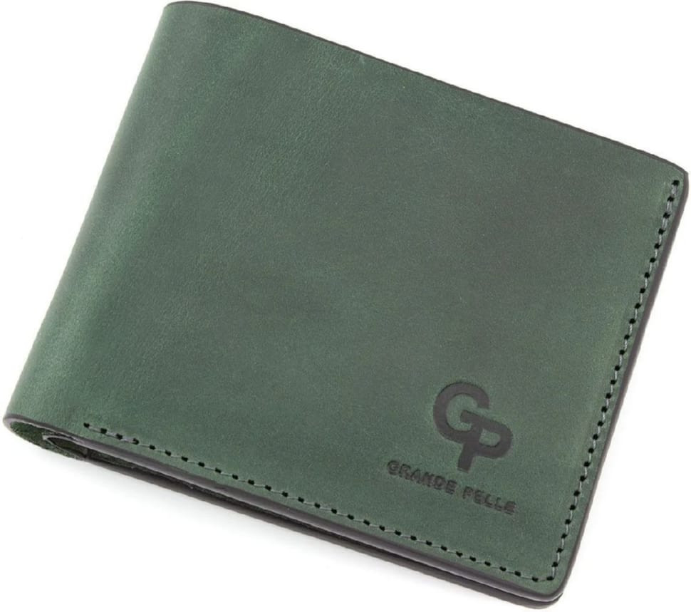 Портмоне чоловіче шкіряне Grande Pelle 505191 зелене — 4