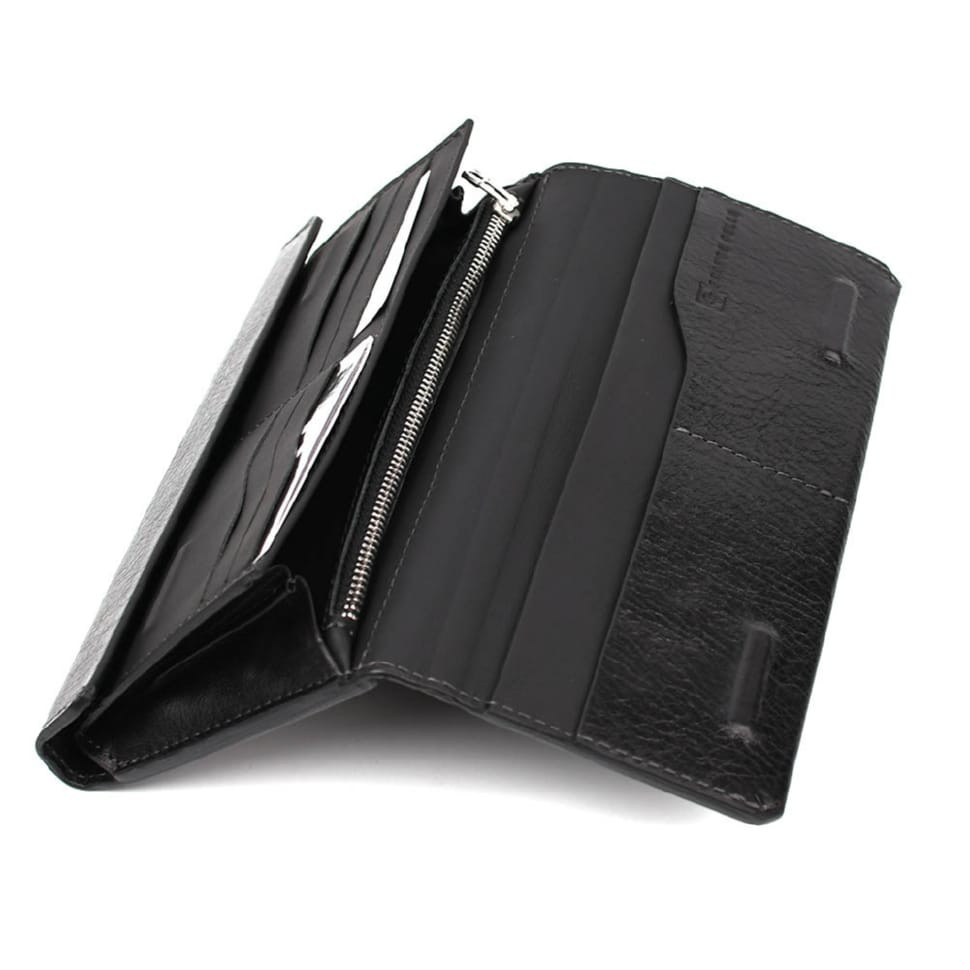 Шкіряне портмоне глянцевая шкіра чорне Grande Pelle 552610 — 2