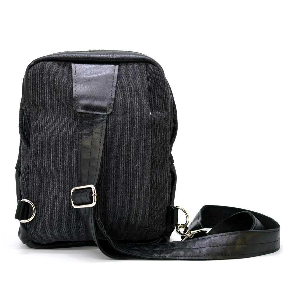 Рюкзак слинг на одно плечо из кожи и канвас TARWA GCc-1905-3md — 4