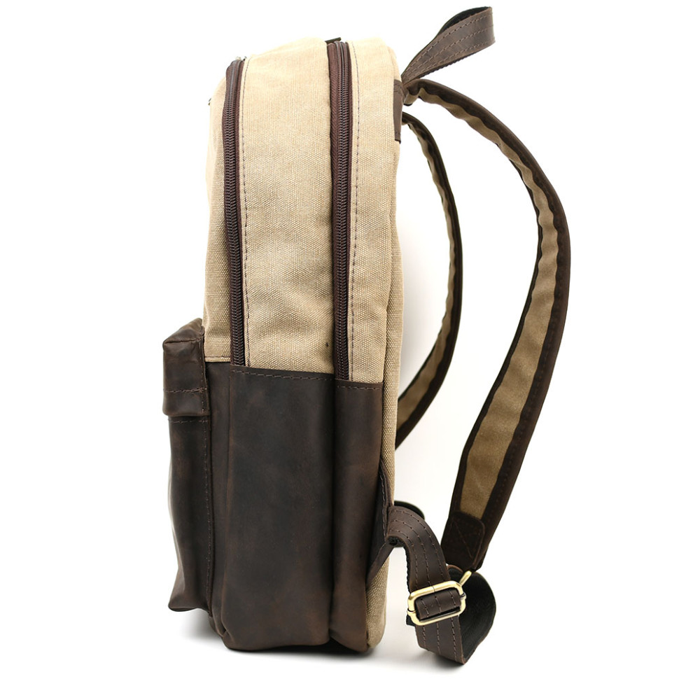 Рюкзак из лошадиной кожи и песочного канваса TARWA RCs-7273-3md — 4