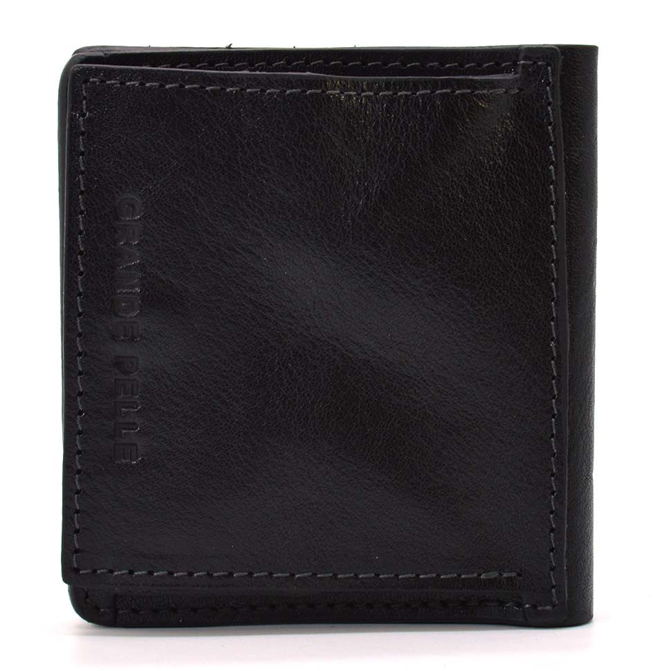 Чоловіче шкіряне портмоне чорне Grande Pelle 528410 — 4