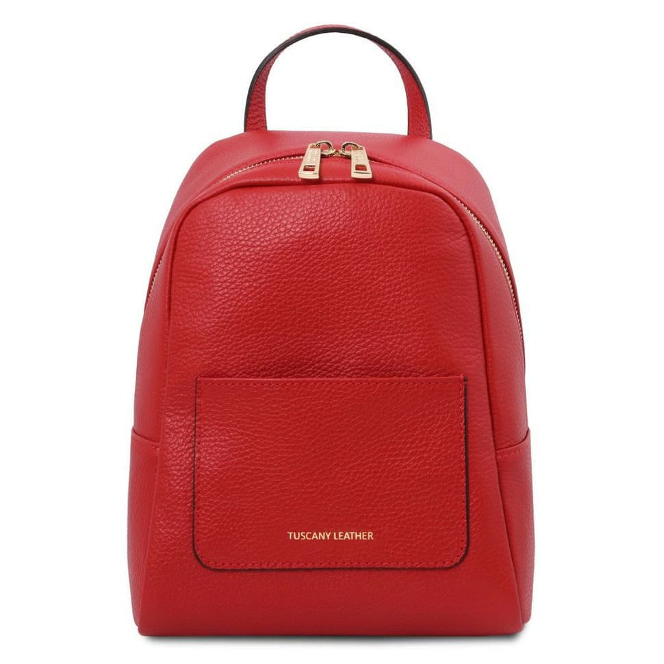 Невеликий жіночий шкіряний рюкзак Італія Tuscany TL142052 (Lipstick Red)