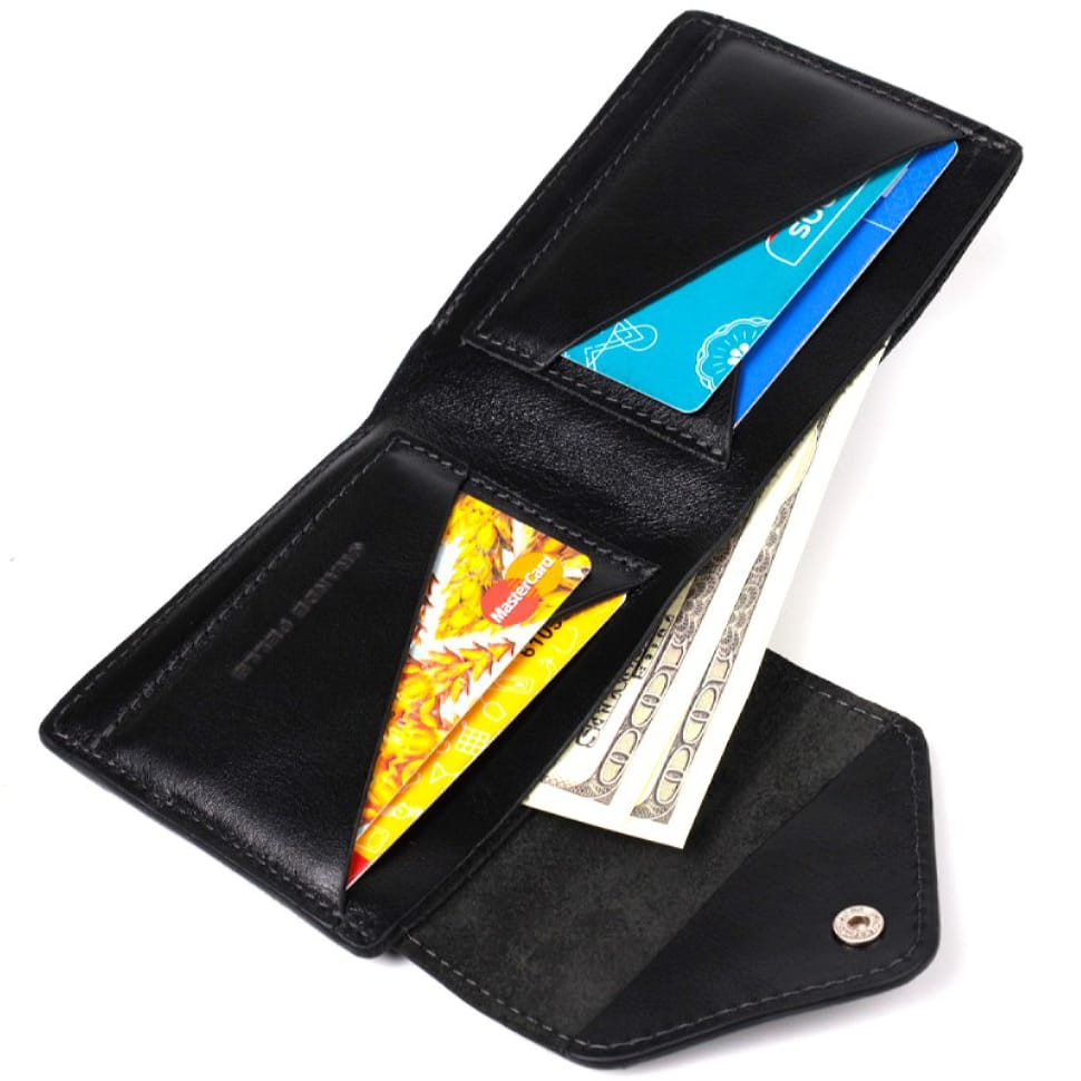 Чоловіче шкіряне портмоне чорне Grande Pelle 545610 — 4