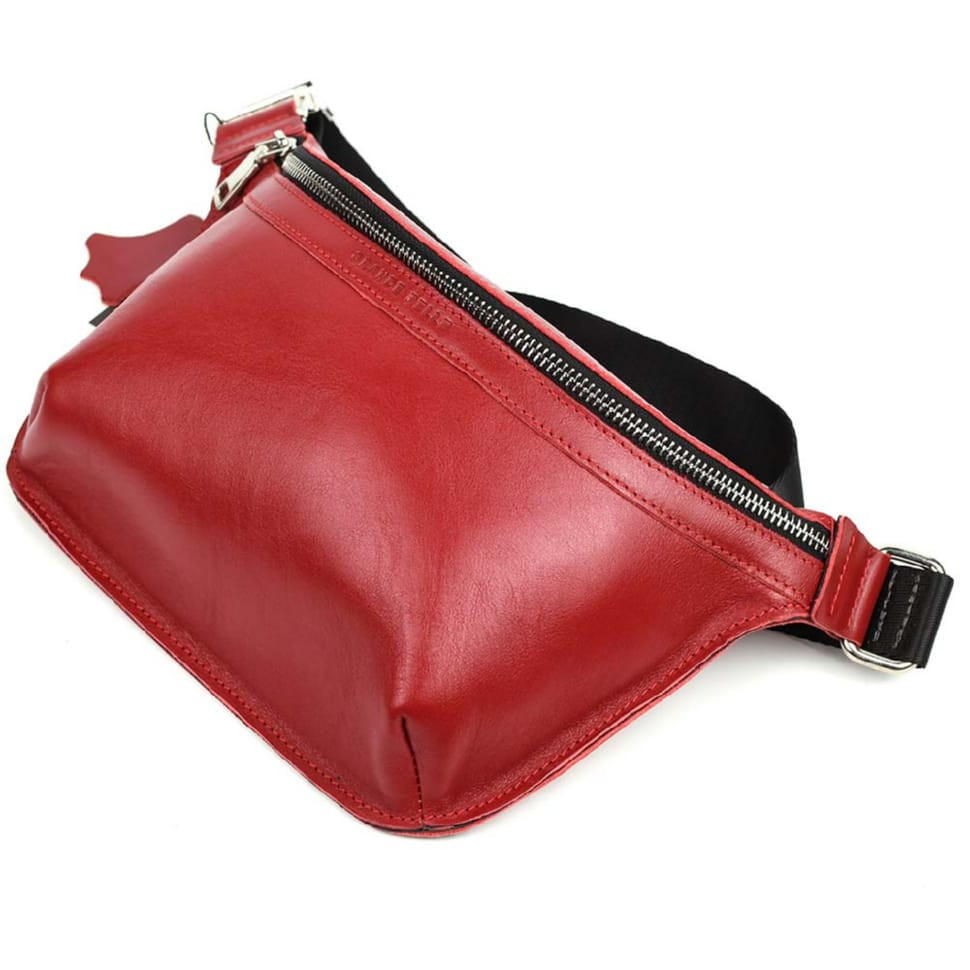 Шкіряна поясна сумка Grande Pelle 743660 червона — 3