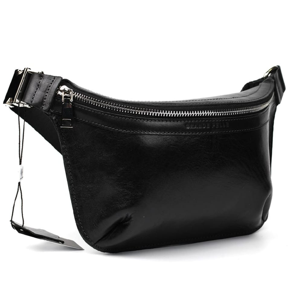Шкіряна поясна сумка Grande Pelle 743610 чорна — 3