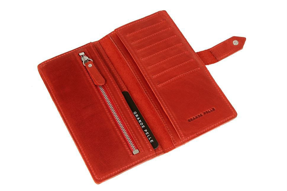 Портмоне жіноче с хлястиком червоне Grande Pelle 523160 — 4