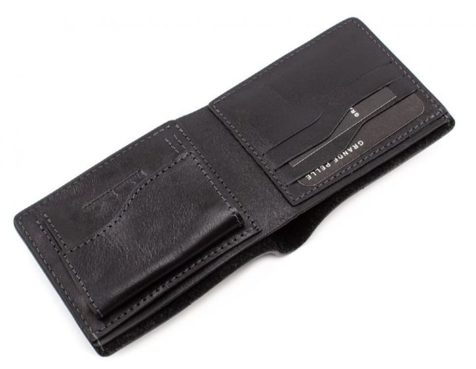 Шкіряне портмоне Grande Pelle 506610 чоловіче двойного сложения (бифолд) — 2
