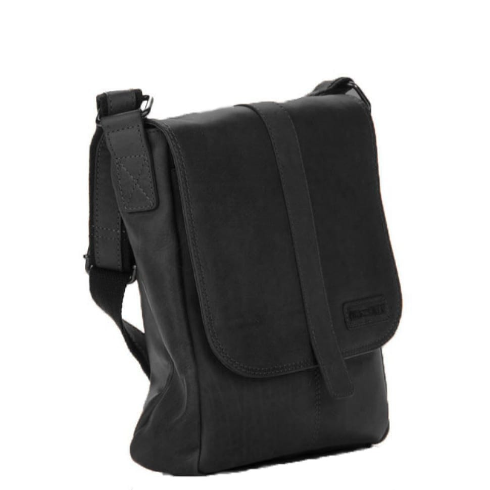 Шкіряна сумка через плече с клапаном чорна Hill Burry HB3095A — 3
